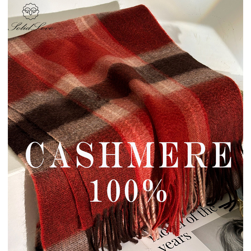 Muffler Men Wool - 100% Cashmere Scarf Plaid With Tassel