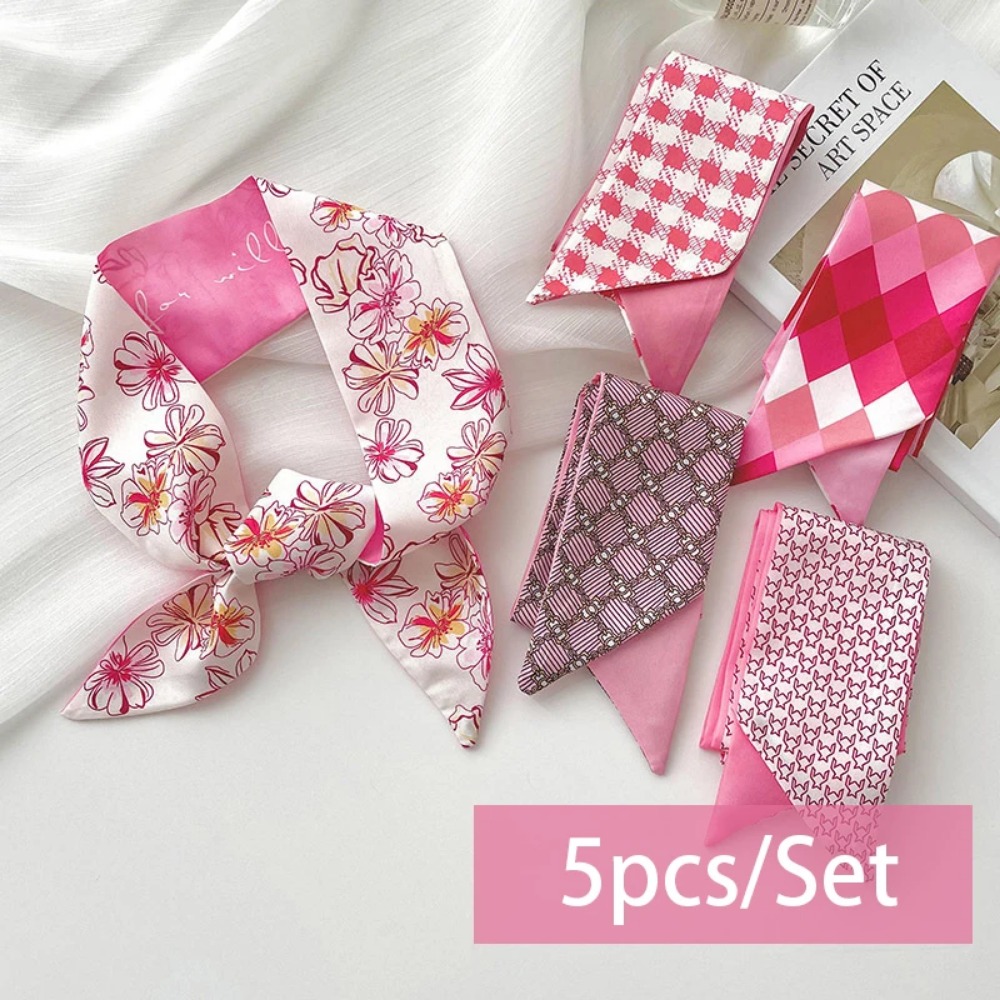 Silk Neck Scarf - 2-6pcs/set Silk Satin Scarf Women Hair