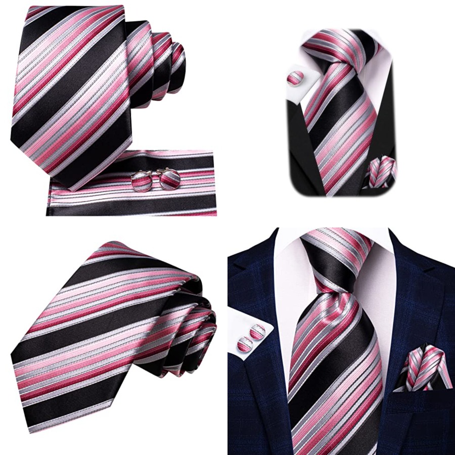 Men Ties Sets Silk Stripe Pais - Pocket Square Set 리뷰 및 가격
