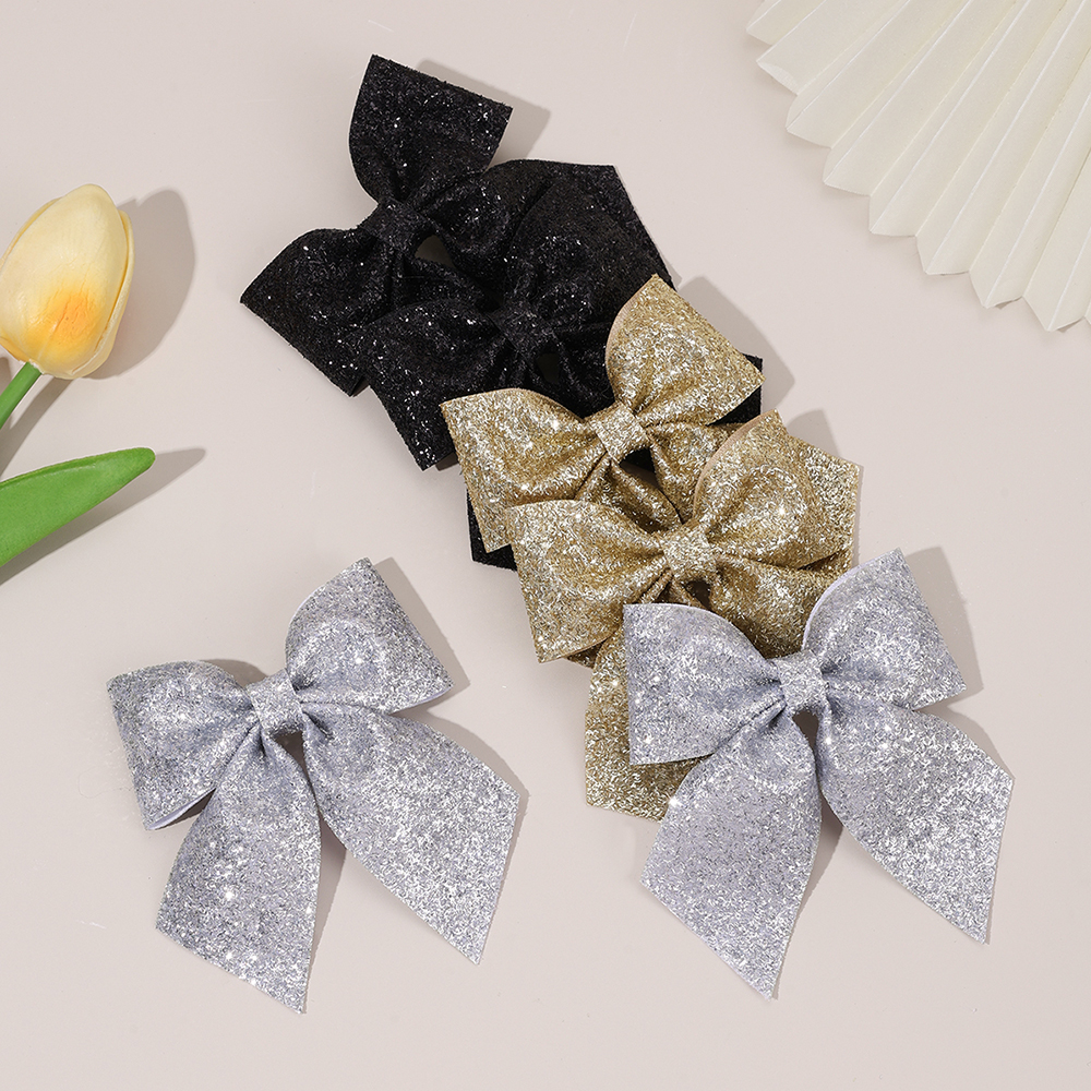 6Pcs Sparkling Bow Hair Clips  - Tie Clip Silver 리뷰 및 가격