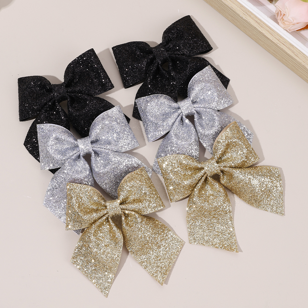 6Pcs Sparkling Bow Hair Clips  - Tie Clip Silver 리뷰 및 가격