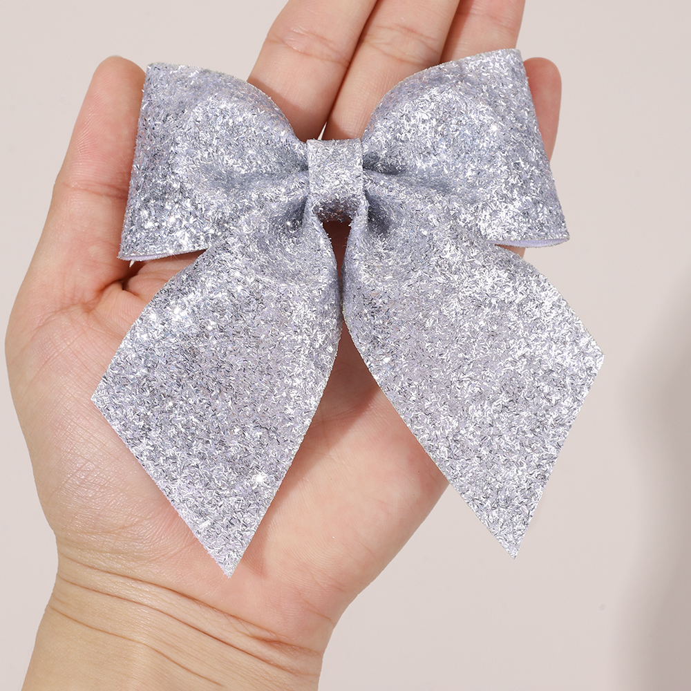 6Pcs Sparkling Bow Hair Clips  - Tie Clip Silver 리뷰 및 가격