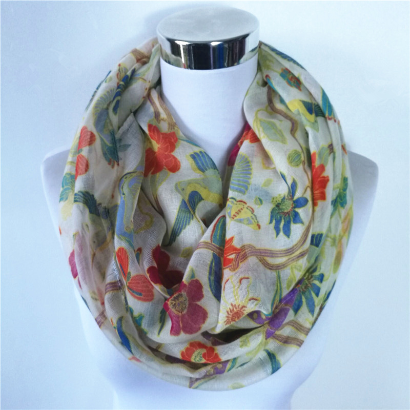 New Magpie Bird print Viscose  - Infinity Scarf Knit 리뷰 및 가격