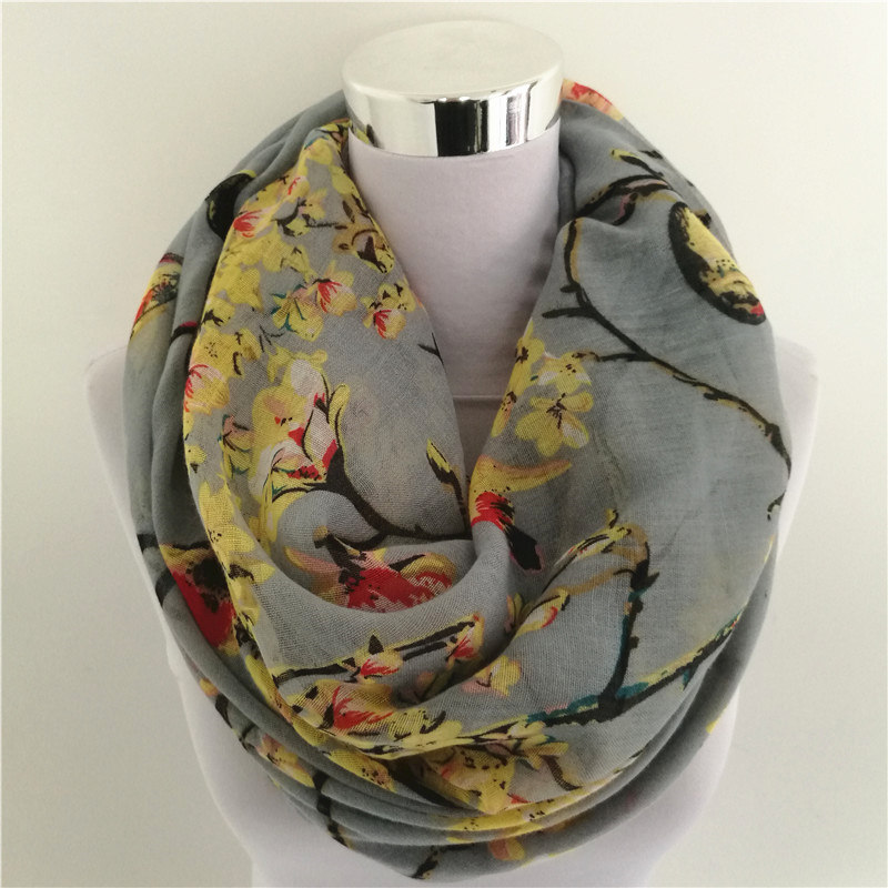 New Magpie Bird print Viscose  - Infinity Scarf Knit 리뷰 및 가격