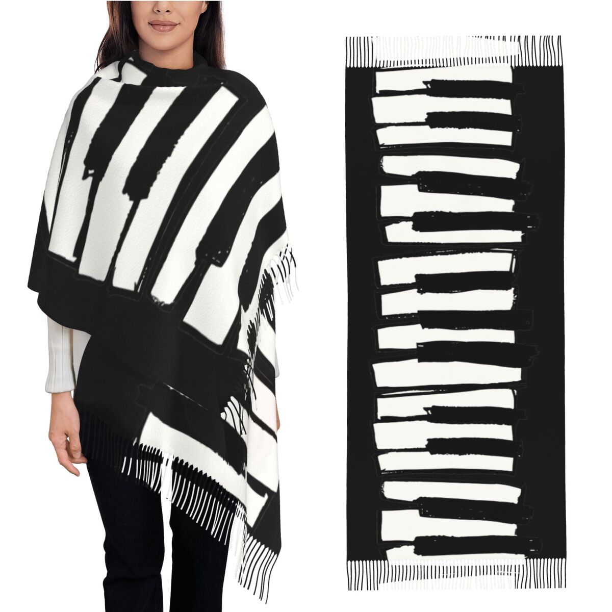 Minimalistic Piano Keys Scarf  - Pashmina Wrap Large 리뷰 및 가격