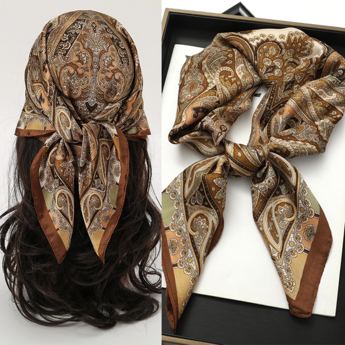 Bohemian Style Print Luxury Br - Scarf Silk Square 리뷰 및 가격