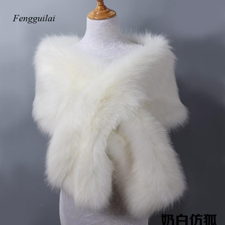 Women's White Faux Fur Shawl B - Stole Wedding Shawl 리뷰 및 가격