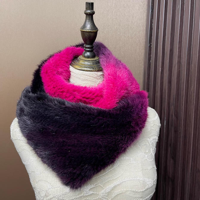 Ombre Color Genuine Mink Fur S - Infinity Scarf Knit 리뷰 및 가격