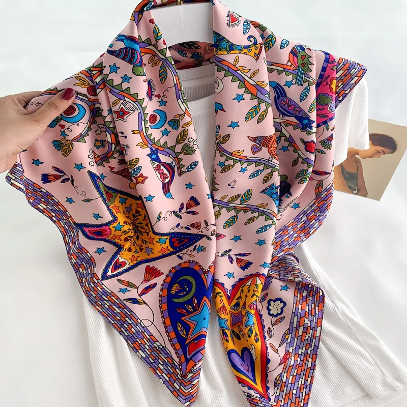 2024 90*90cm Square Scarf Twil - Bandana Cotton 리뷰 및 가격