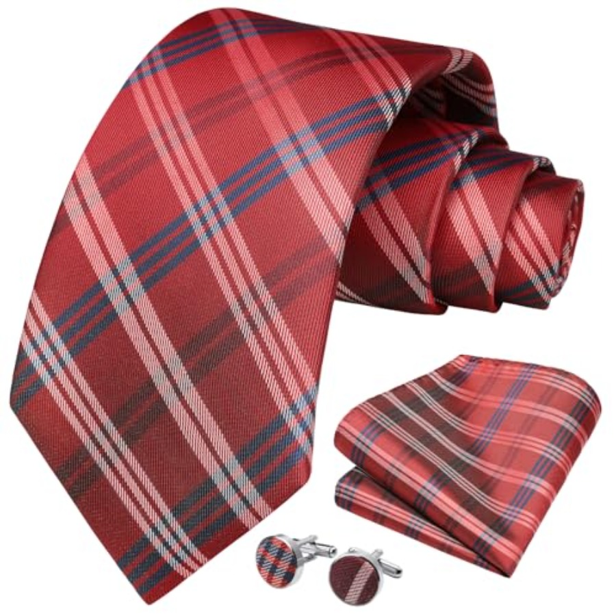 Mens Ties Set Stripe Plaid Tie - Pocket Square Set 리뷰 및 가격