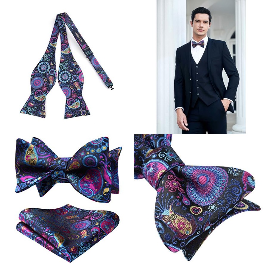 Bow Ties for Men Floral Bowtie - Pocket Square Set 리뷰 및 가격