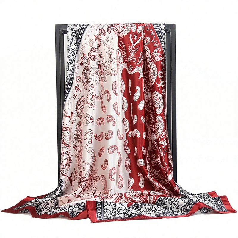 90*90CM Square Silk Scarves Wo - Face Scarf Mask 리뷰 및 가격