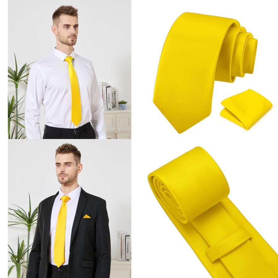 Men's Tie Set Solid Pure Color - Pocket Square Set 리뷰 및 가격