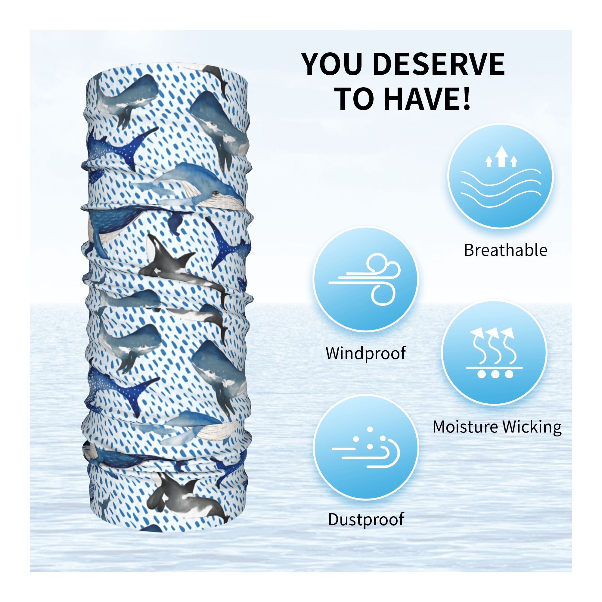 Custom Blue Watercolour Shark  - Neck Warmer Tube 리뷰 및 가격