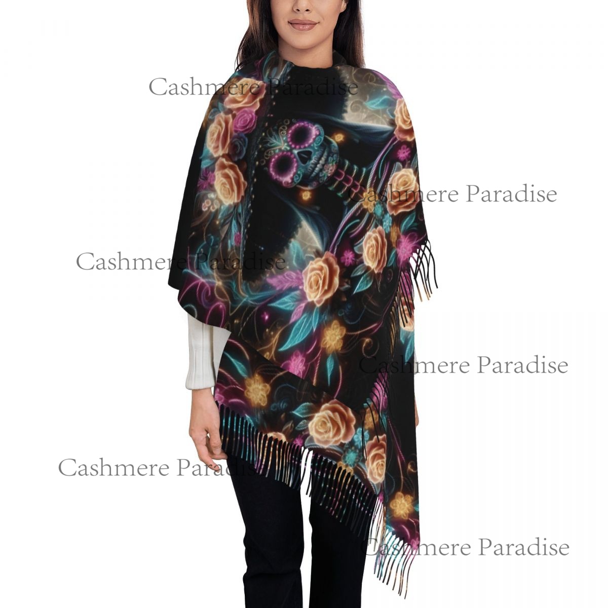 Mexico Skull Woman Vintage Sty - Pashmina Wrap Large 리뷰 및 가격