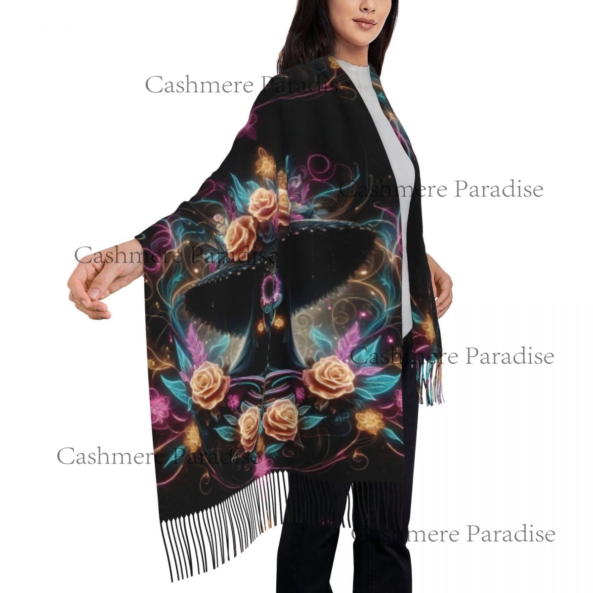 Mexico Skull Woman Vintage Sty - Pashmina Wrap Large 리뷰 및 가격