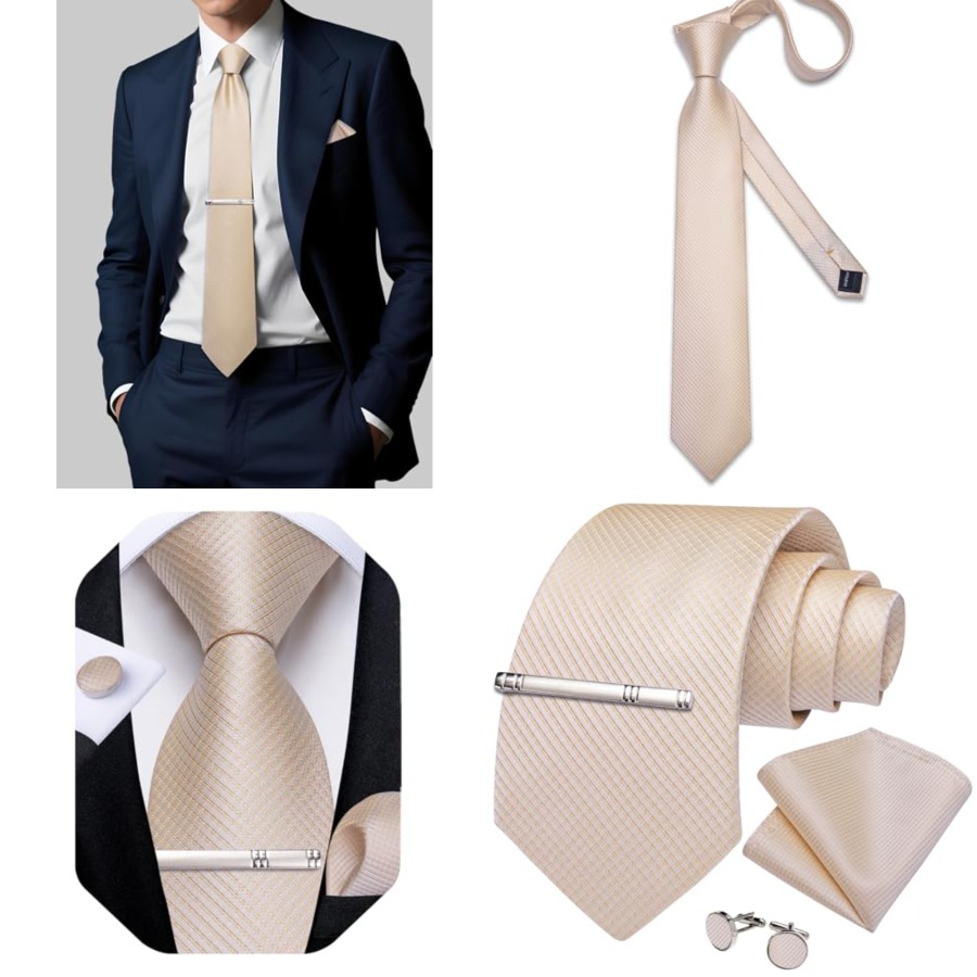 Plaid Ties for Men Silk Checke - Pocket Square Set 리뷰 및 가격