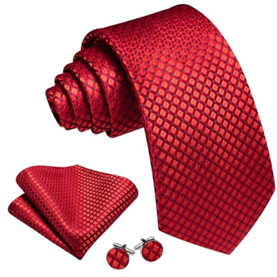 Men Plaid/Striped Ties Set Sil - Pocket Square Set 리뷰 및 가격