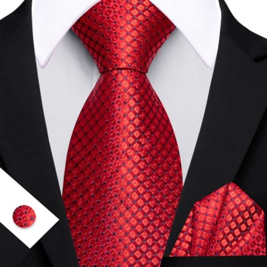 Men Plaid/Striped Ties Set Sil - Pocket Square Set 리뷰 및 가격