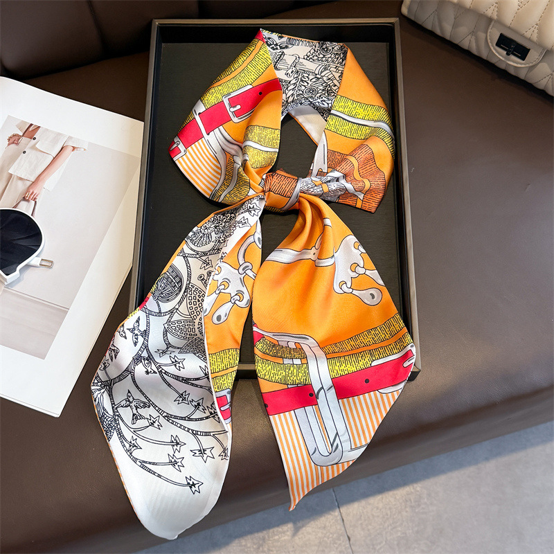 Women's Double-sided Print Sil - Ascot Neck Scarf 리뷰 및 가격