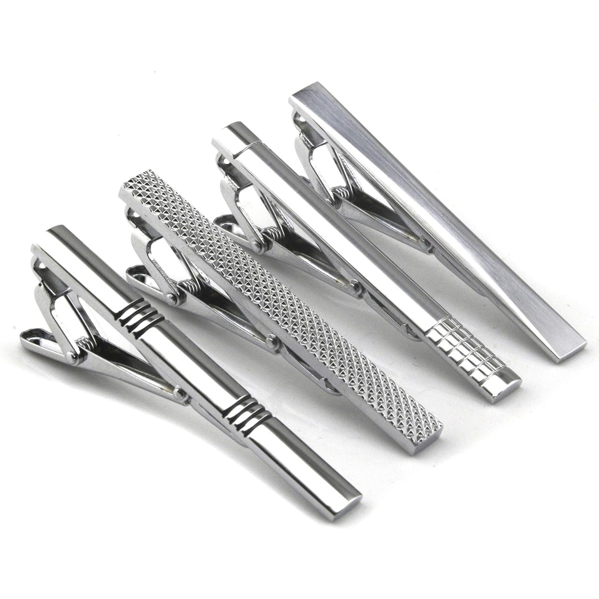 Set of 4 Silver Metal Necktie  - Tie Clip Silver 리뷰 및 가격