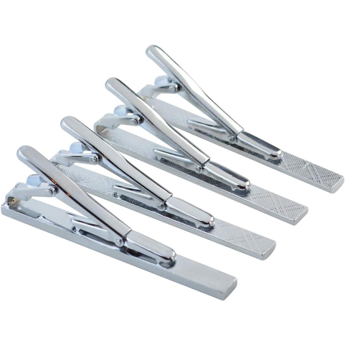 Set of 4 Silver Metal Necktie  - Tie Clip Silver 리뷰 및 가격