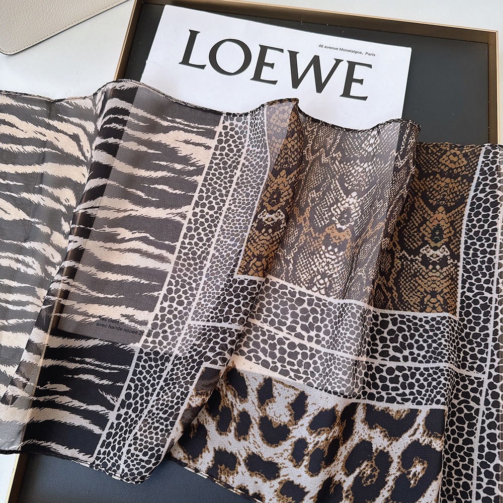Leopard Small Long Silk Scarf  - Silk Tie Striped 리뷰 및 가격