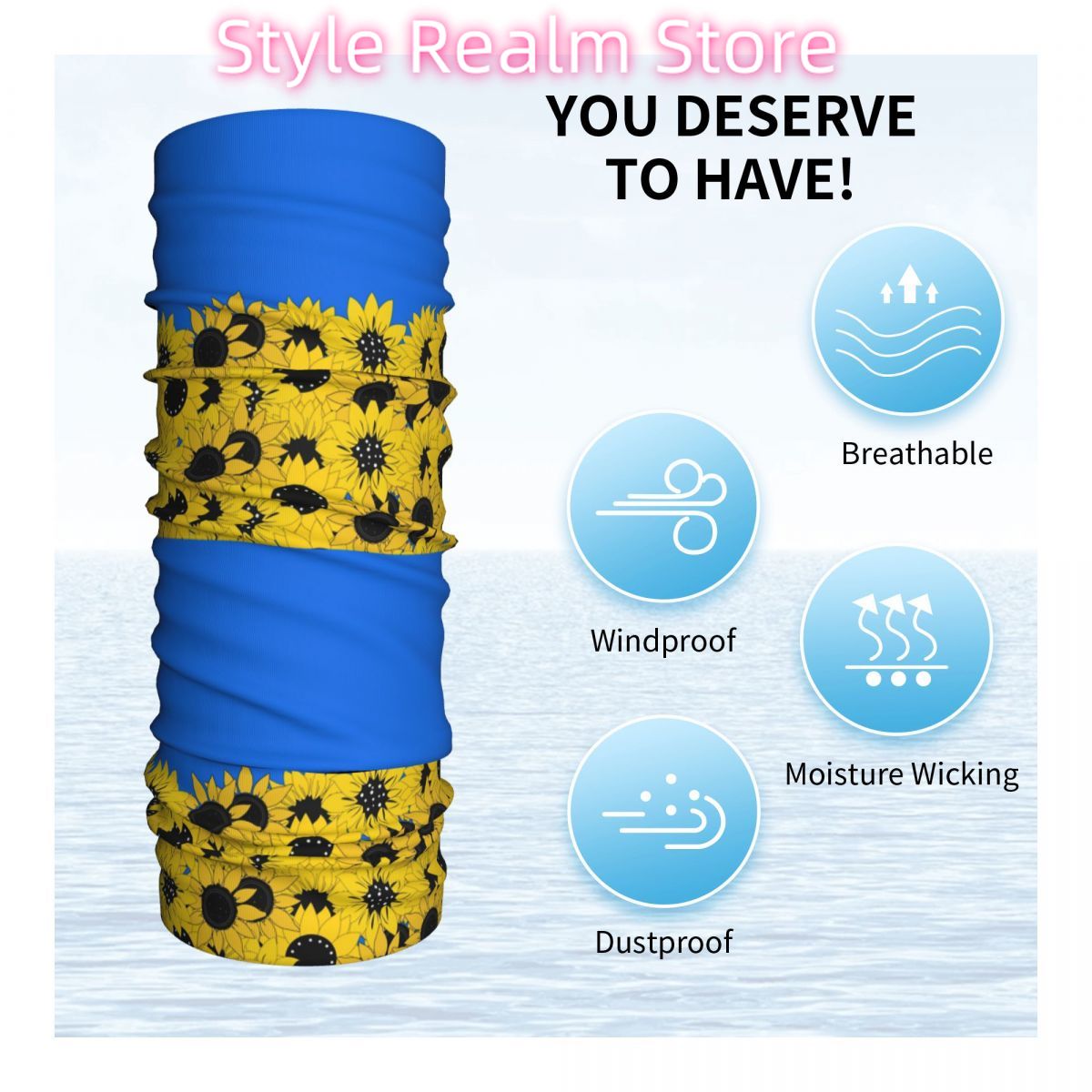 Blue Sunflower Printed Winter  - Neck Warmer Tube 리뷰 및 가격