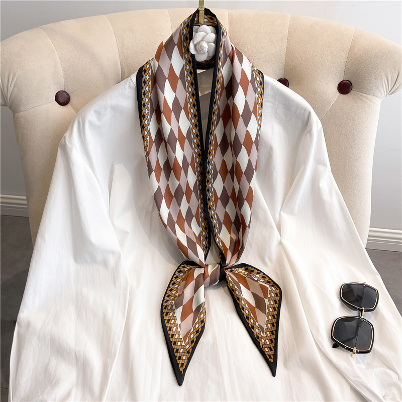 Fashion Print Long Silk Scarf  - Ascot Neck Scarf 리뷰 및 가격