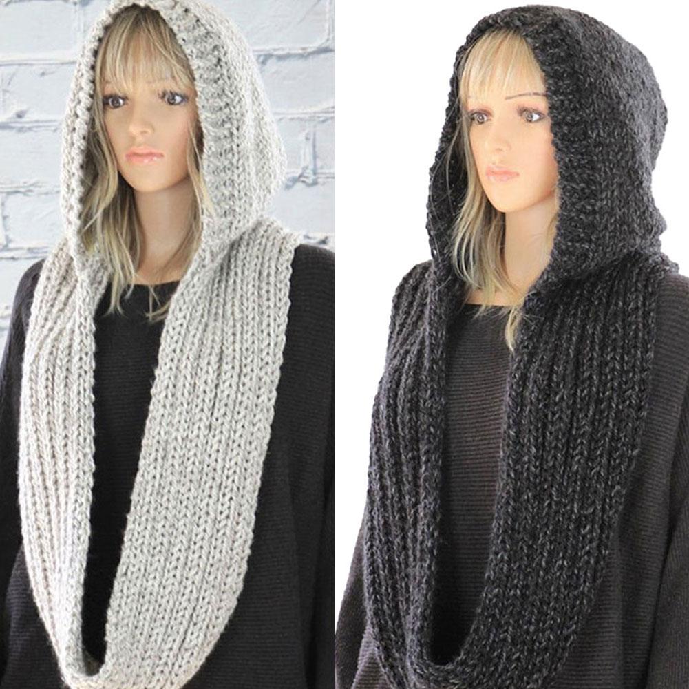 Knitted Hooded Scarf Winter Wo - Infinity Scarf Knit 리뷰 및 가격