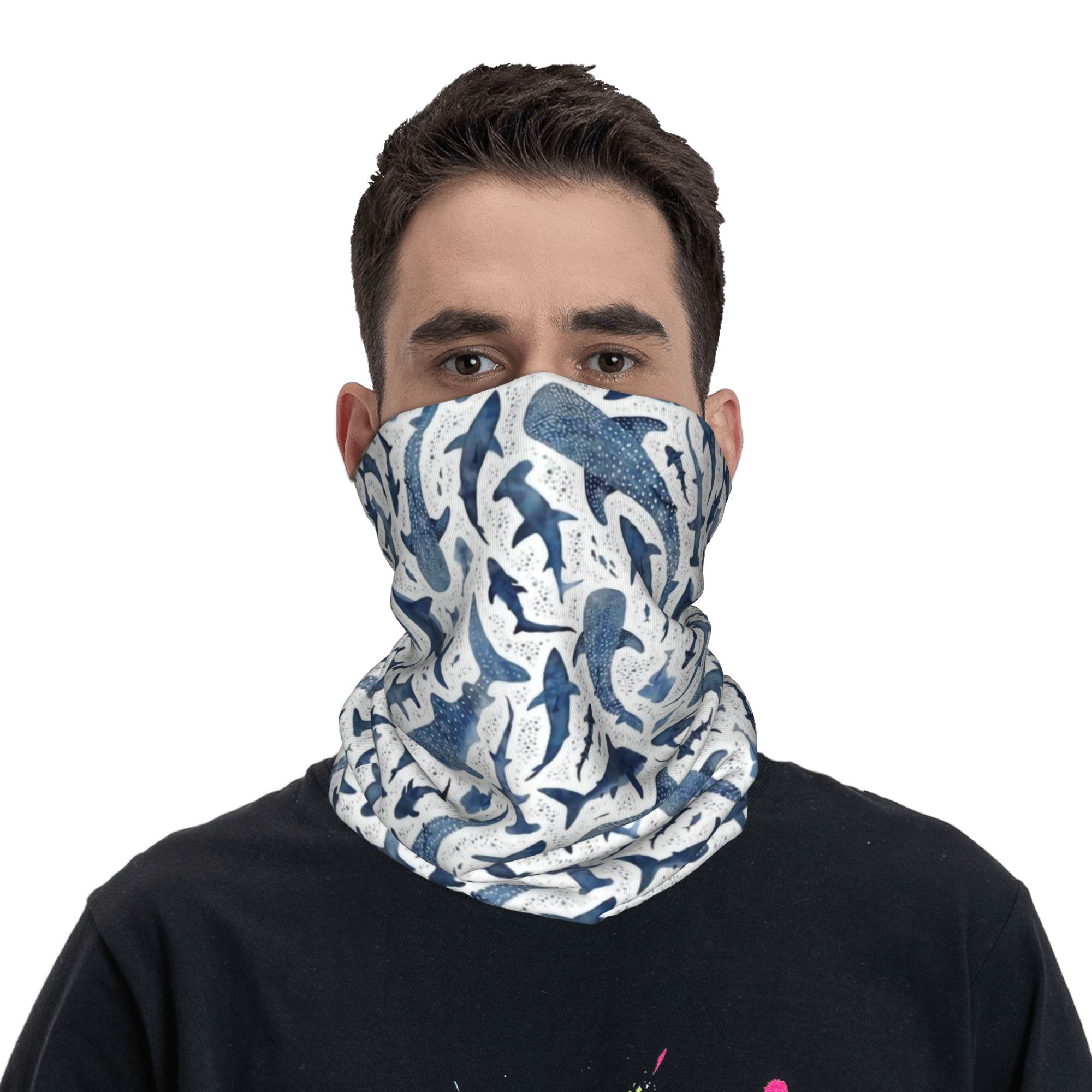 Custom Blue Watercolour Shark  - Neck Warmer Tube 리뷰 및 가격