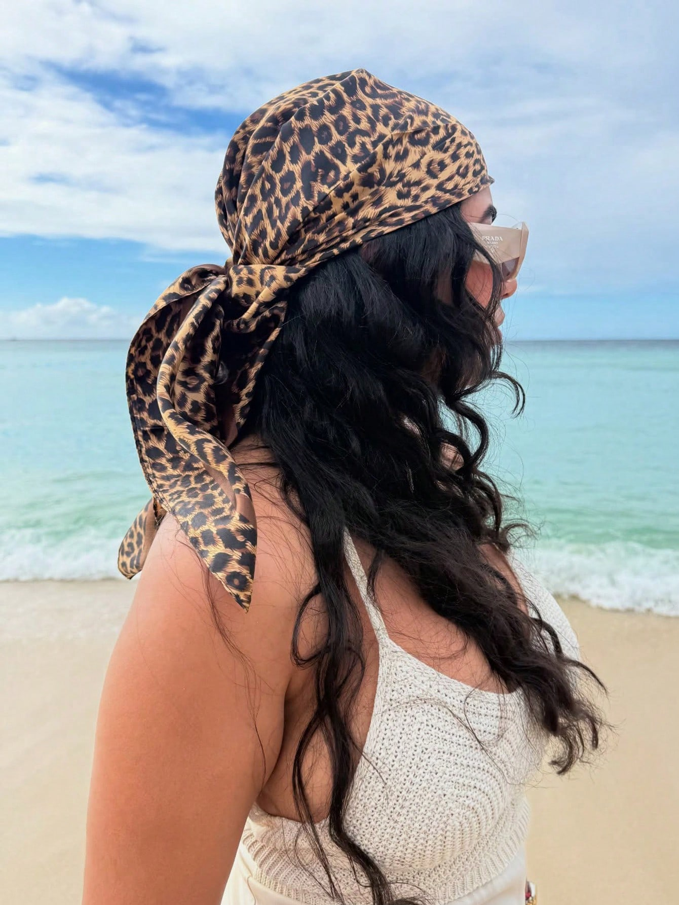 90cm Leopard Print Neckerchief - Scarf Silk Square 리뷰 및 가격