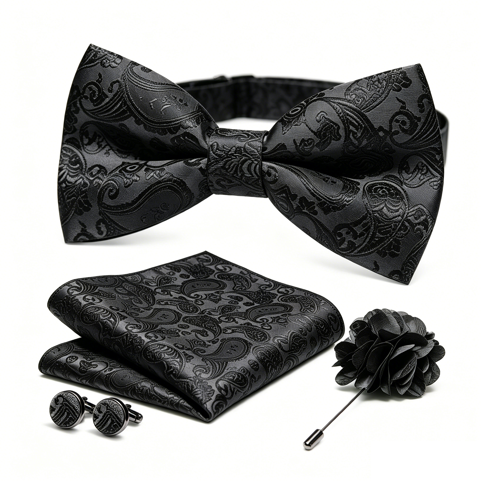 36pcs Black Silk Jacquard Pais - Bow Tie Pre Tied 리뷰 및 가격