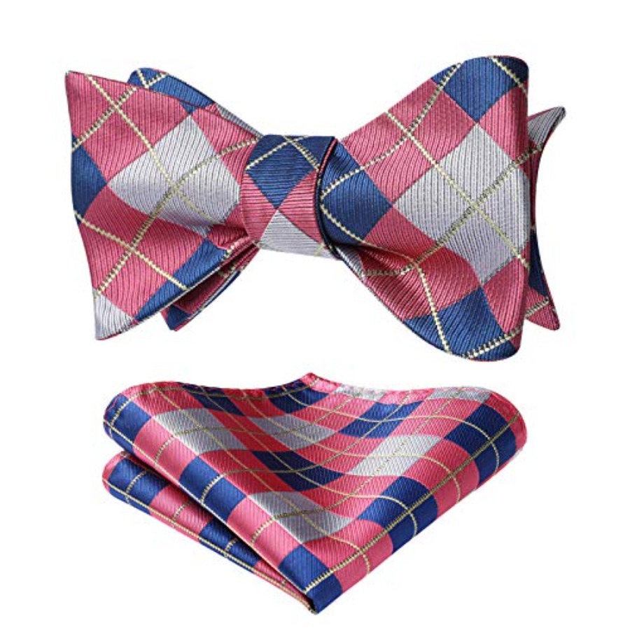 Bow Ties for Men Check Plaid S - Pocket Square Set 리뷰 및 가격