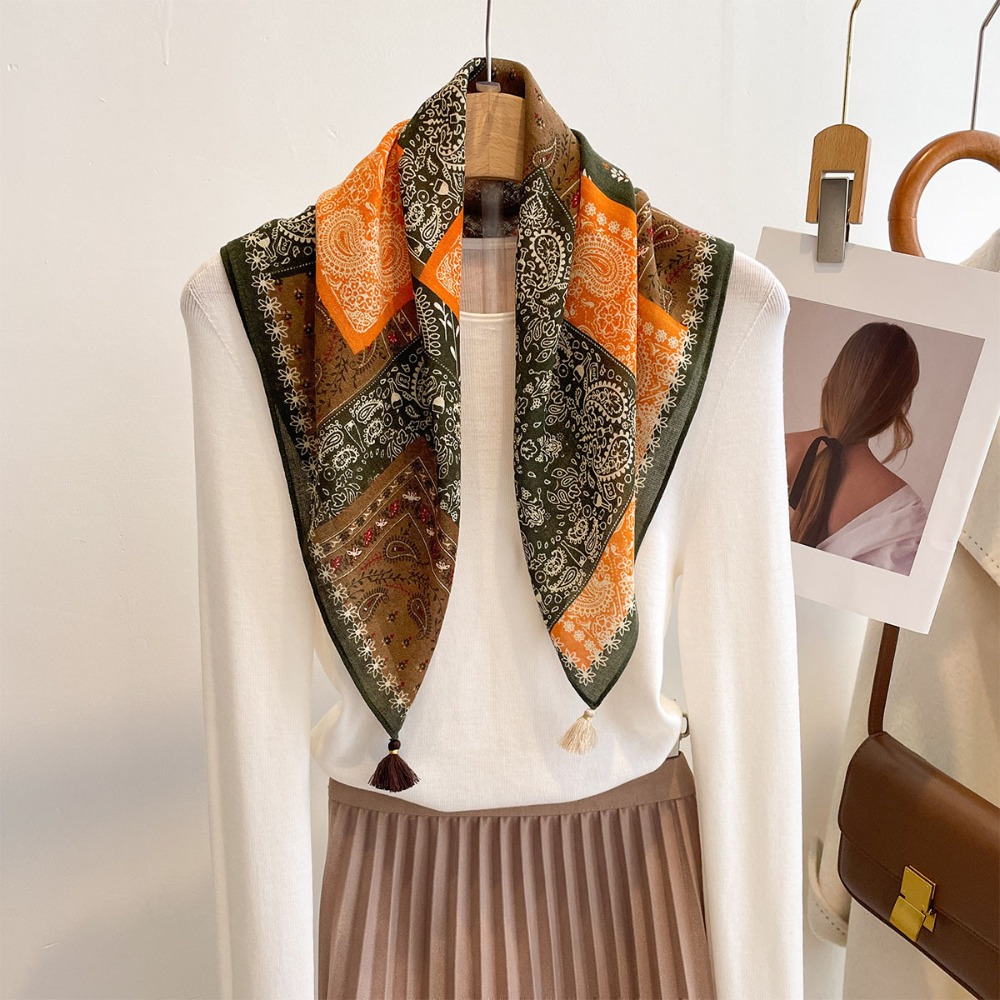 Tassel Scarf Women Square Cott - Bandana Cotton 리뷰 및 가격