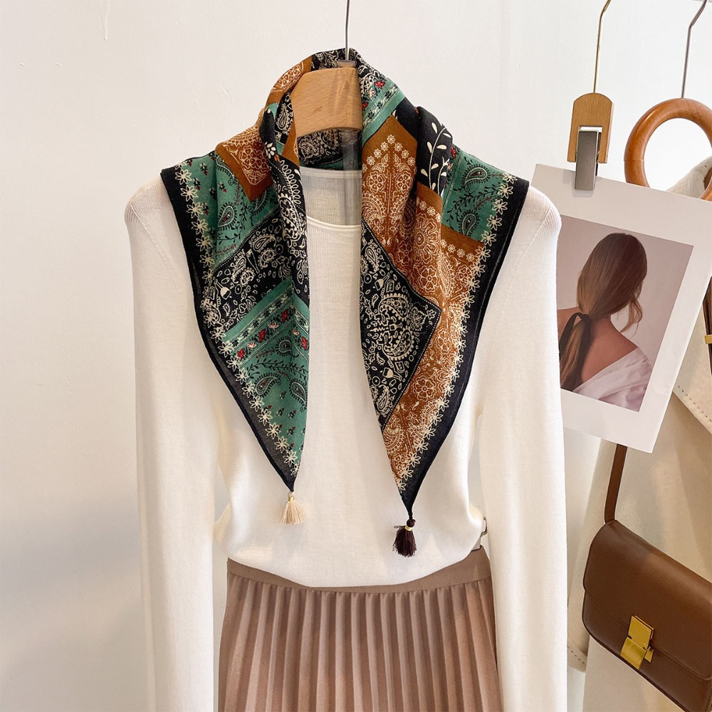 Tassel Scarf Women Square Cott - Bandana Cotton 리뷰 및 가격