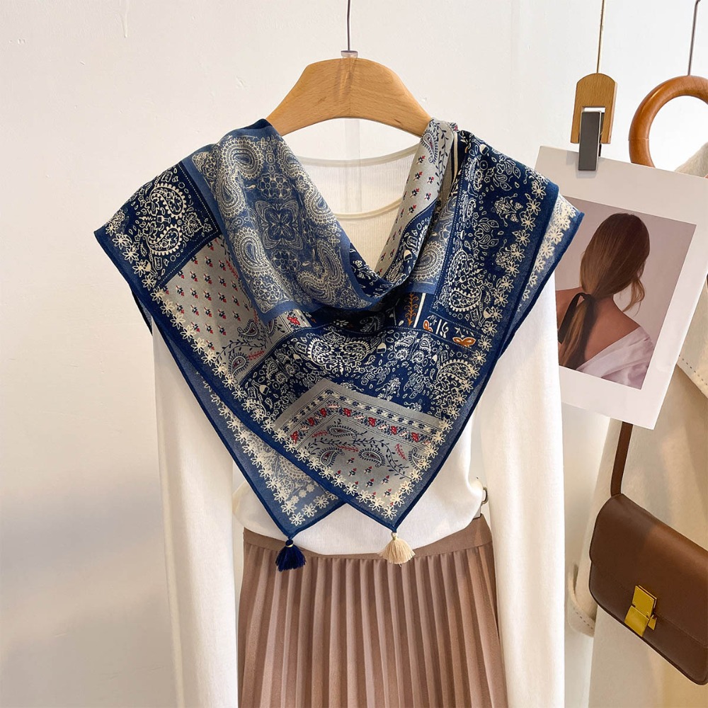 Tassel Scarf Women Square Cott - Bandana Cotton 리뷰 및 가격