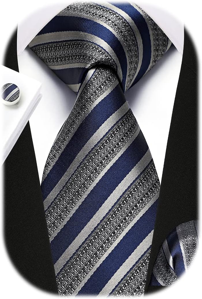 Men's Stripe Tie & Pocket Squa - Handkerchief Cotton Men 리뷰 및 가격