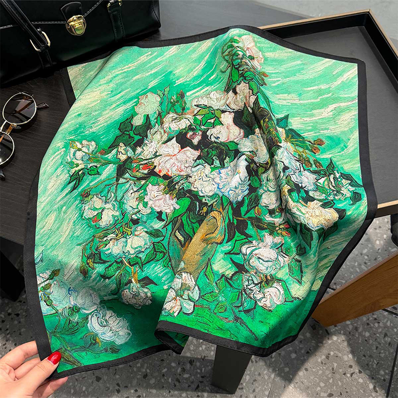 100% Silk Scarf Bandana Women  - Scarf Silk Square 리뷰 및 가격
