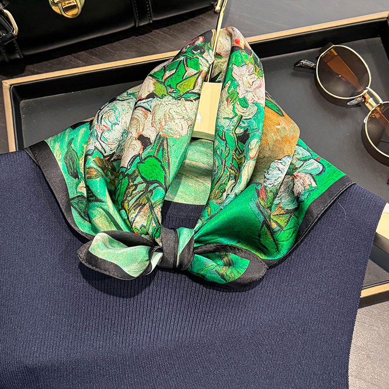 100% Silk Scarf Bandana Women  - Scarf Silk Square 리뷰 및 가격