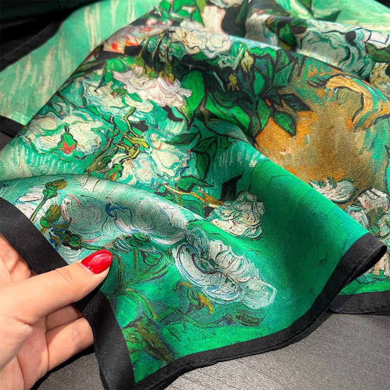 100% Silk Scarf Bandana Women  - Scarf Silk Square 리뷰 및 가격