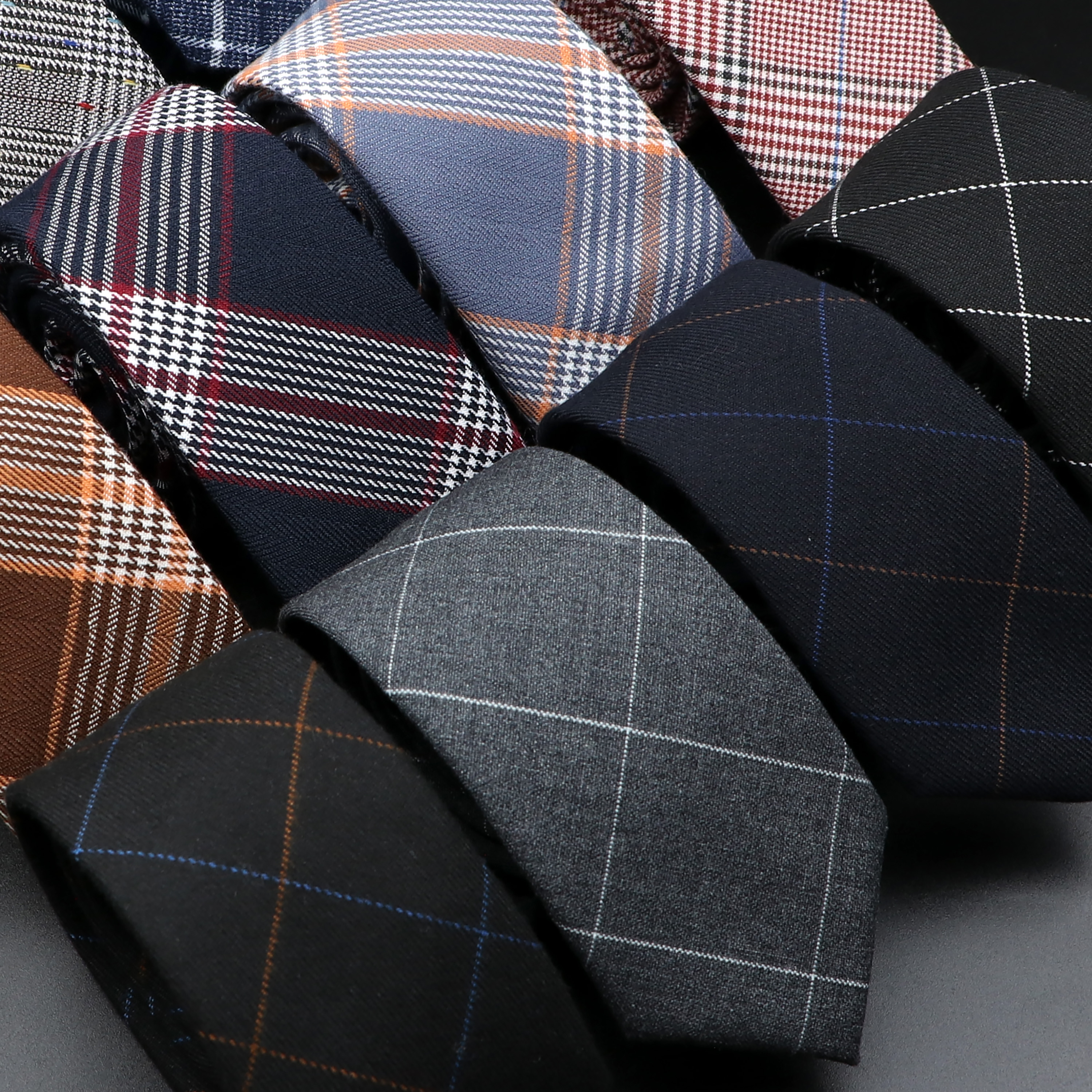 Classic Black Grey Plaid Cotto - Skinny Tie Men 리뷰 및 가격