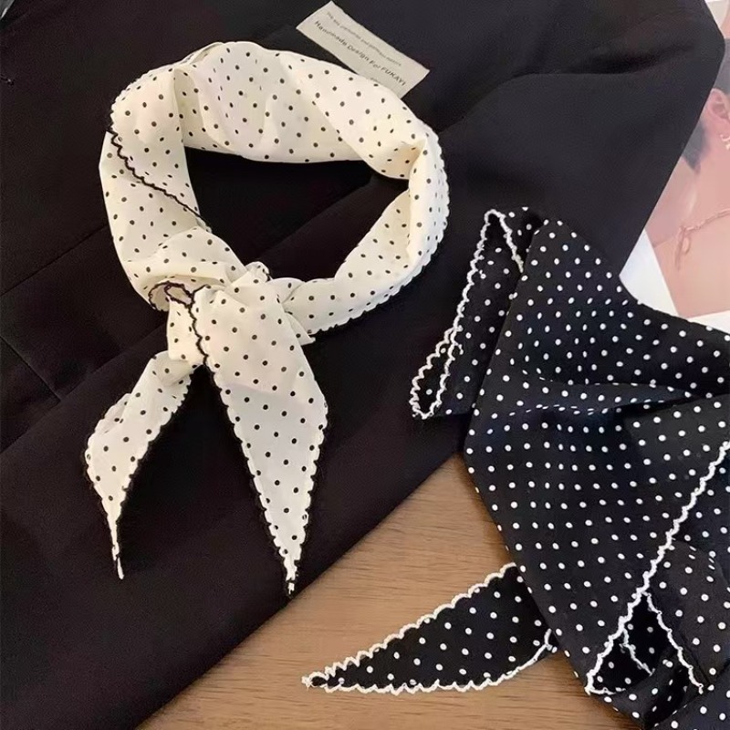 Black White Polka Dot Scarf fo - Ascot Neck Scarf 리뷰 및 가격