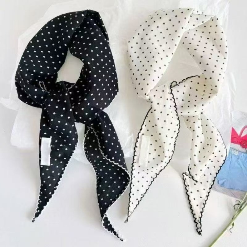 Black White Polka Dot Scarf fo - Ascot Neck Scarf 리뷰 및 가격