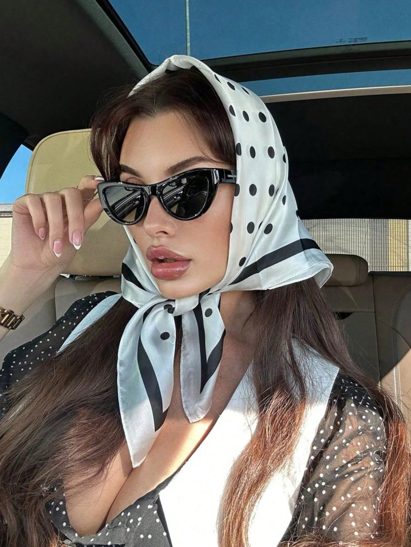 Lady Hair Dot Scarf Female Sil - Silk Neck Scarf 리뷰 및 가격