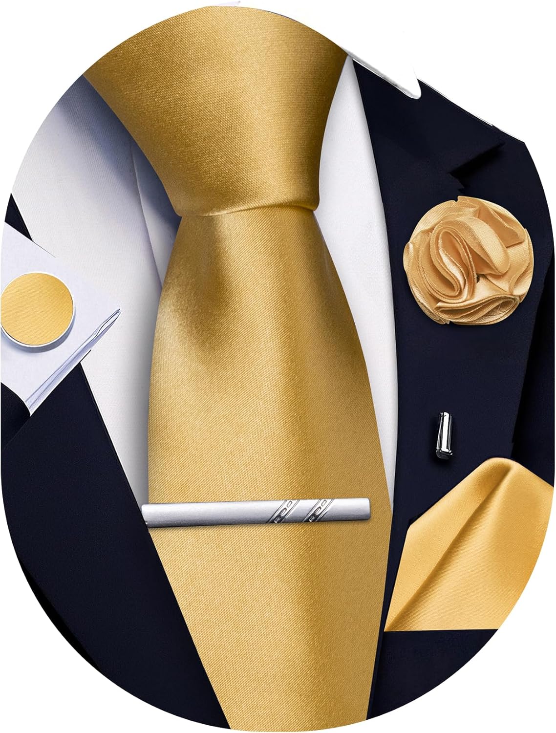 5Pcs Men's Silk Satin Tie Set  - Pocket Square Set 리뷰 및 가격