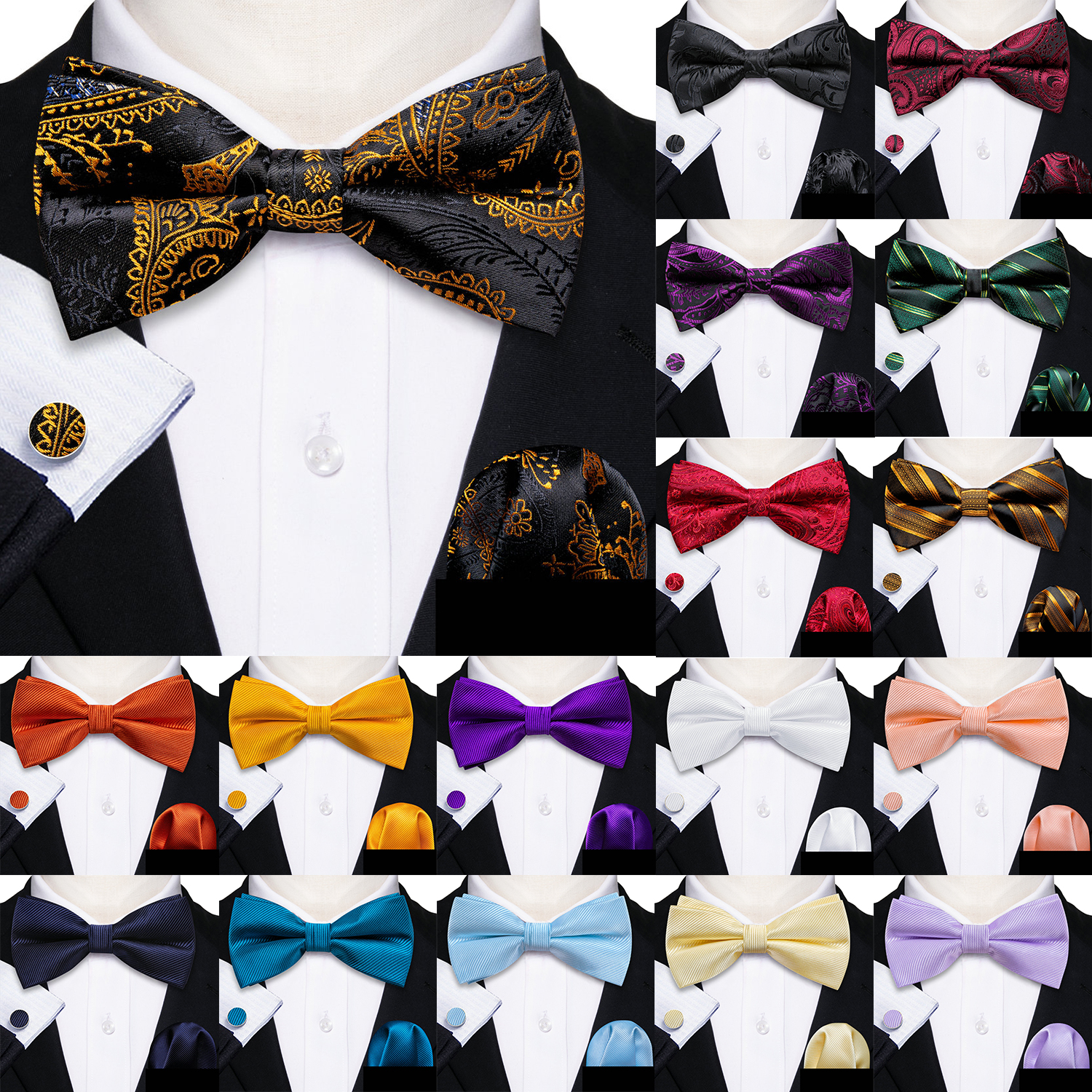 Barry.Wang Silk Mens Bow Tie B - Bow Tie Pre Tied 리뷰 및 가격