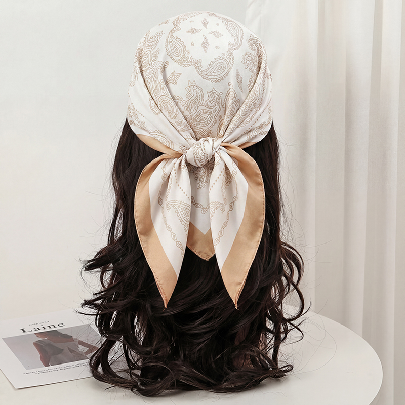 Vintage Beige Paisley Print Sq - Scarf Silk Square 리뷰 및 가격