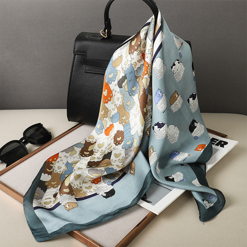 Luxury Silk Shawl Fat Cat Squa - Scarf Silk Square 리뷰 및 가격