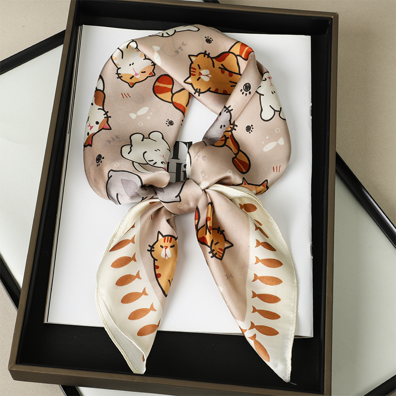 Luxury Silk Shawl Fat Cat Squa - Scarf Silk Square 리뷰 및 가격